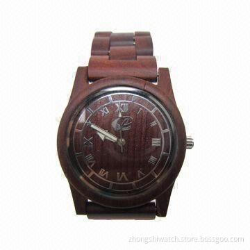 Flud Style Wristwatch w/ Natural Sandalwood/Maple/Bamboo Case/Band, Japan Movement, OEM are Welcome